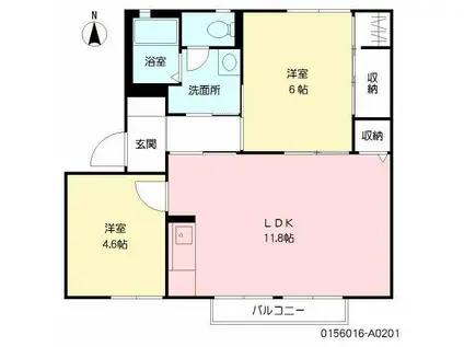 ラフォーレ雅 A(2LDK/2階)の間取り写真