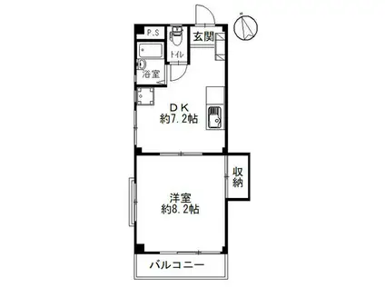 湘南明治ハイツ(1DK/2階)の間取り写真