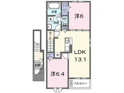 カルムIV(2LDK/2階)の間取り写真
