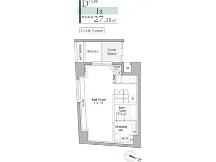 プライムガーデン駒沢大学(ワンルーム/2階)の間取り写真