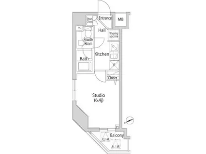 カーサスプレンディッド虎ノ門エスト(1K/4階)の間取り写真