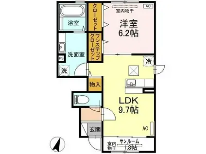ビュアール(1LDK/1階)の間取り写真