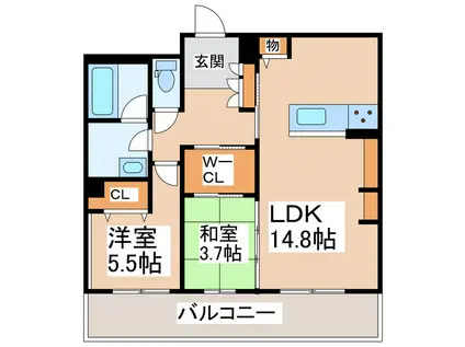 シャーメゾン BLOOM STAGE(2LDK/2階)の間取り写真