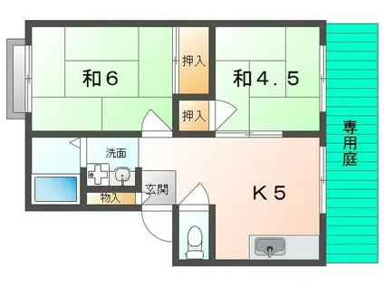 ハイツ千鶴I(2DK/1階)の間取り写真