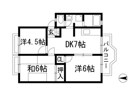 アネックスⅠ(3DK/2階)の間取り写真