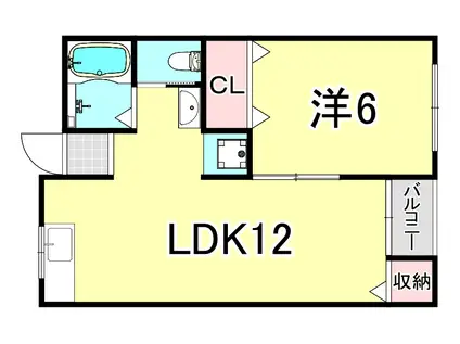 シャトーアムール(1LDK/2階)の間取り写真