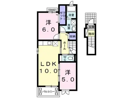 フォルティシモ・B(2LDK/2階)の間取り写真