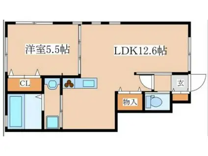 古田ハイツ(1LDK/1階)の間取り写真
