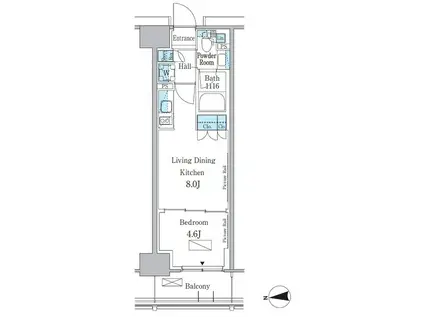 パークアクシス新宿百人町(1LDK/1階)の間取り写真