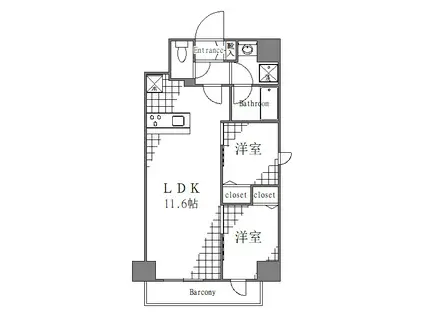 ジェノヴィア南千住IIIスカイガーデン(2LDK/6階)の間取り写真