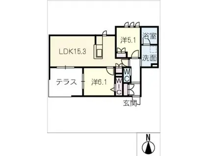 BAMBOO DEUX(2LDK/1階)の間取り写真
