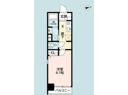 アムールサンヴィレッジ(1K/1階)の間取り写真
