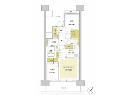 HARUMI FLAG SUN VILLAGE F棟(2LDK/5階)の間取り写真