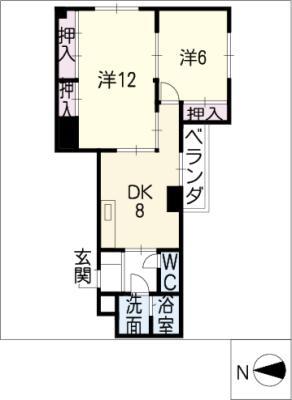 アベニュー八州園(2DK/2階)の間取り写真
