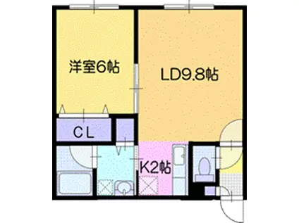 ALBARISE 北栄 (1LDK/3階)の間取り写真