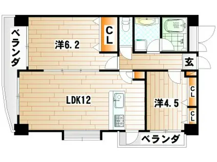 ラフィーネ 小倉(2LDK/5階)の間取り写真