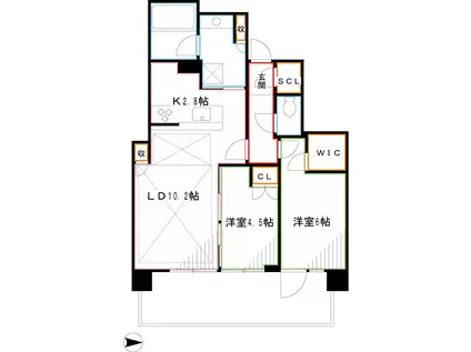 シティータワー国分寺・ツイン イースト(2LDK/22階)の間取り写真