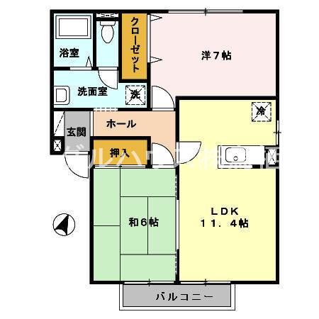 ヴューコスモC(2LDK/2階)の間取り写真