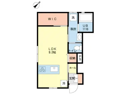 PRE白山浦(ワンルーム/1階)の間取り写真