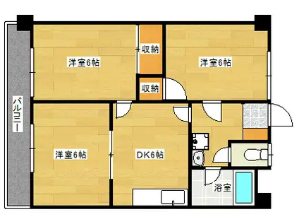 吉川ビル(3DK/2階)の間取り写真