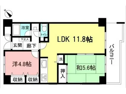 ハートピアイイダC棟(2LDK/4階)の間取り写真