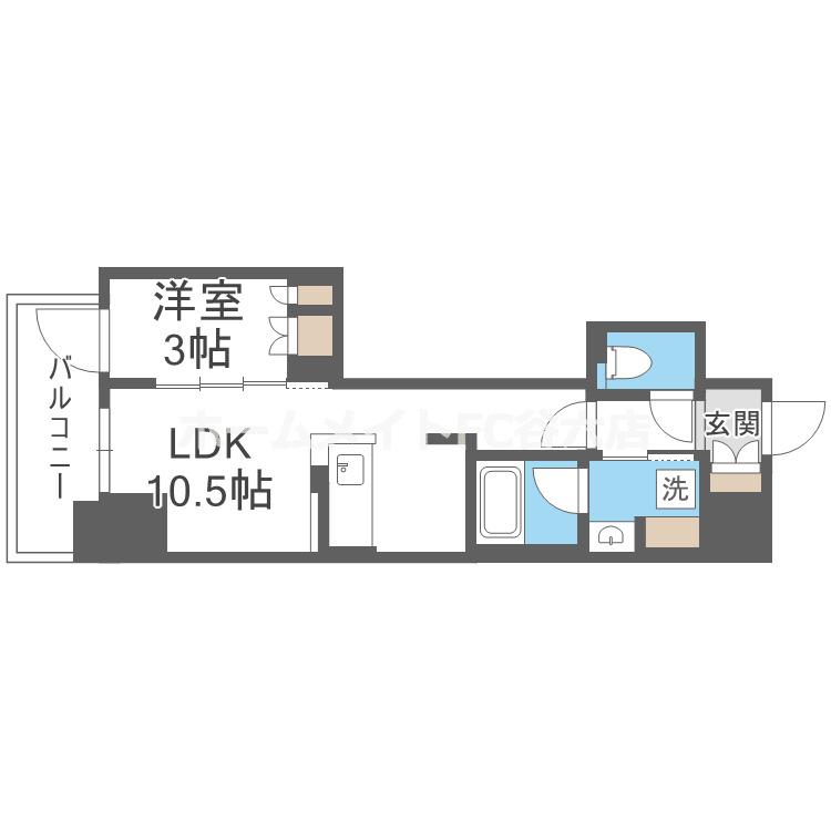 コンフォリア・リヴ博労町一丁目Q(1LDK/5階)の間取り写真