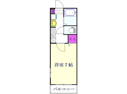 ハイムそうか2(1K/1階)の間取り写真
