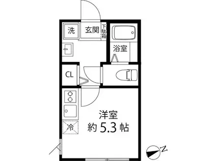 TS CUORE三ツ境II(ワンルーム/2階)の間取り写真