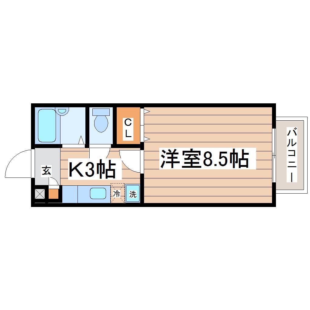 メモリーハウス南仙台(1K/2階)の間取り写真