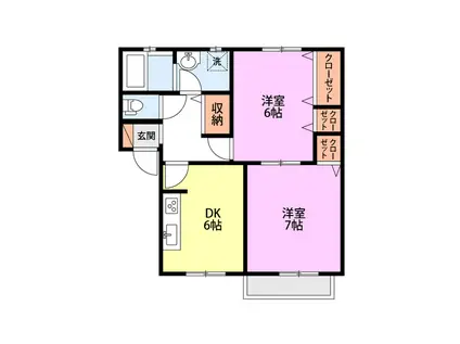 カーサセントラーレB棟(2DK/1階)の間取り写真