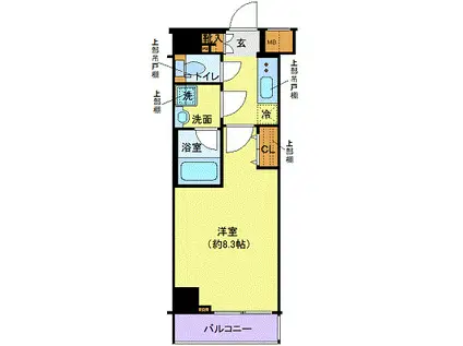 ガリシアレジデンス芝公園(1K/8階)の間取り写真