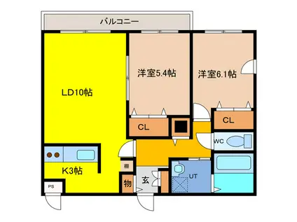 DE LA PORTE(2LDK/3階)の間取り写真