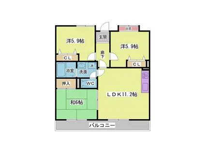 アネシス岡本(3LDK/2階)の間取り写真