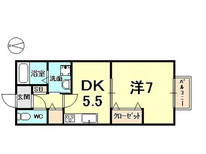 メゾン高松ⅤB棟(1DK/1階)の間取り写真
