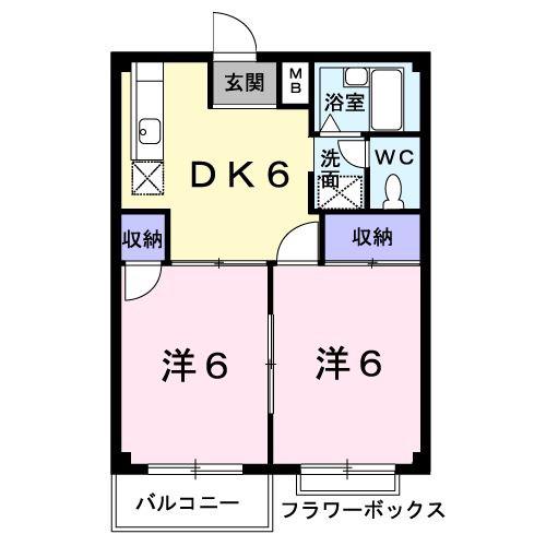 エルディム磯崎(2DK/2階)の間取り写真