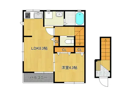 CLOCHETTE(1LDK/2階)の間取り写真