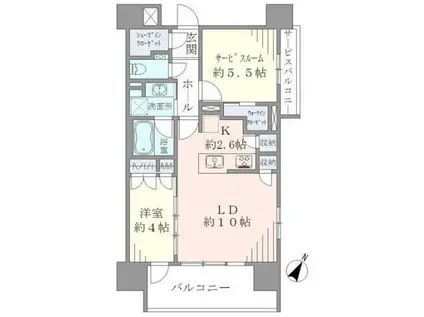 イニシアイオ西麻布(2LDK/11階)の間取り写真