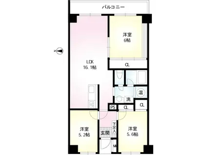 メゾン富士見ヶ丘(3LDK/4階)の間取り写真