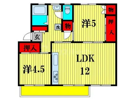 小金原団地 5号棟(2LDK/3階)の間取り写真
