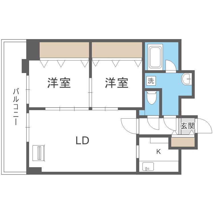 プライマル札幌北4条(2LDK/12階)の間取り写真