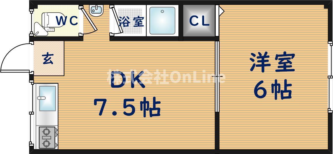 タイガースマンション(1DK/1階)の間取り写真