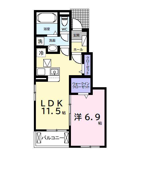 KOUWAI(1LDK/1階)の間取り写真
