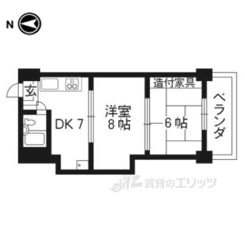 ハイツとういん(2DK/3階)の間取り写真