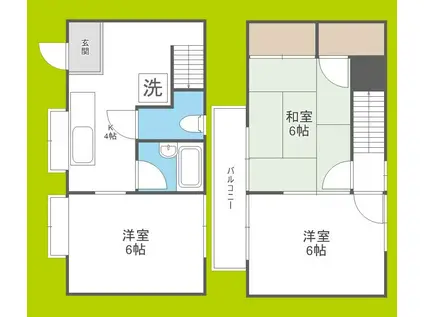 第2日出ハイツ東側(3K/1階)の間取り写真