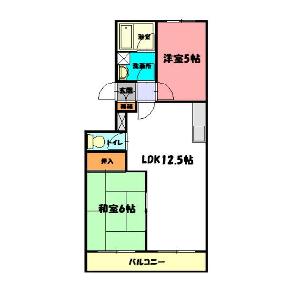 アネックス西明石(2LDK/1階)の間取り写真