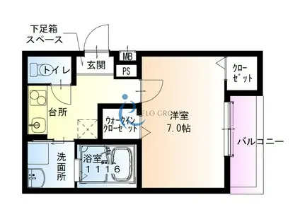 フジパレス長原駅西II番館(1K/2階)の間取り写真