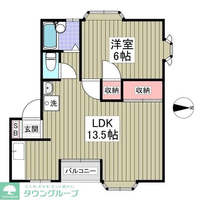 ルビーヒルズC(1LDK/2階)の間取り写真