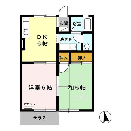 リヴェールキャッスルC(2DK/1階)の間取り写真