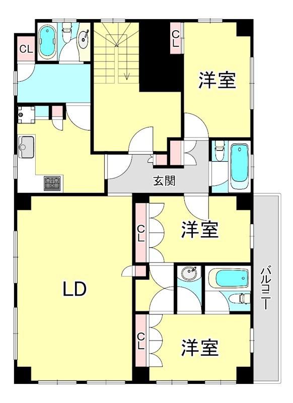 ベルモントマンション(3LDK/3階)の間取り写真