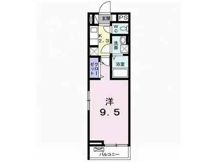 ショコラたるさか A(1K/2階)の間取り写真